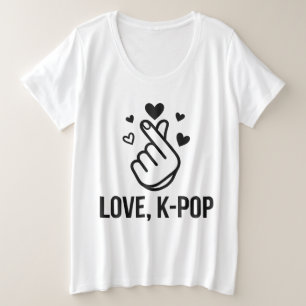 Camiseta Gráfica Amor, K-POP Finger Heart