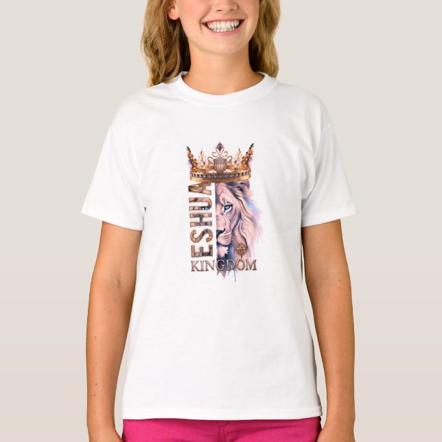 Camiseta Gráfica Artística Coroa Leão Real–Força (Frente)