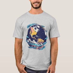 Camiseta Gráfica Artística Terra e Oceano