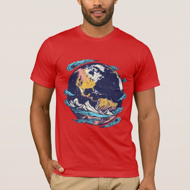 Camiseta Gráfica Artística Terra e Oceano (Frente)