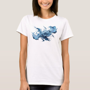 Camiseta Gráfica Azul Criativa de Pássaros Abstrat