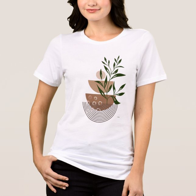 Camiseta Gráfica Botânica Boho Moderna (Frente)