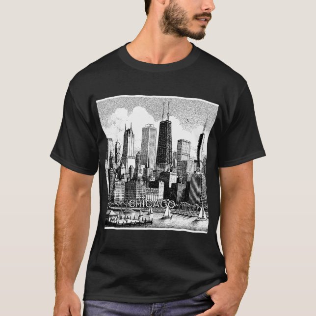Camiseta Gráfica Branca de Chicago (Frente)