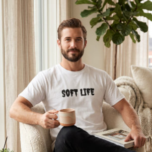 Camiseta gráfica branca de vida suave masculina