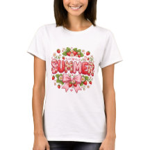 Camiseta gráfica branca fofa de verão