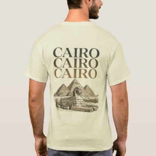 Camiseta Gráfica Cairo Vintage Pirâmide & Esfinge