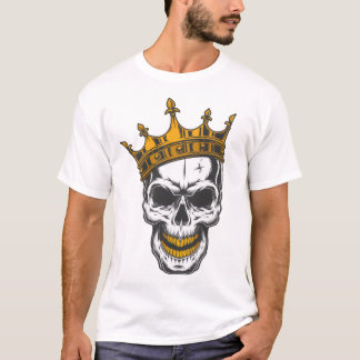 Camiseta Gráfica Caveira Coroa Dourada