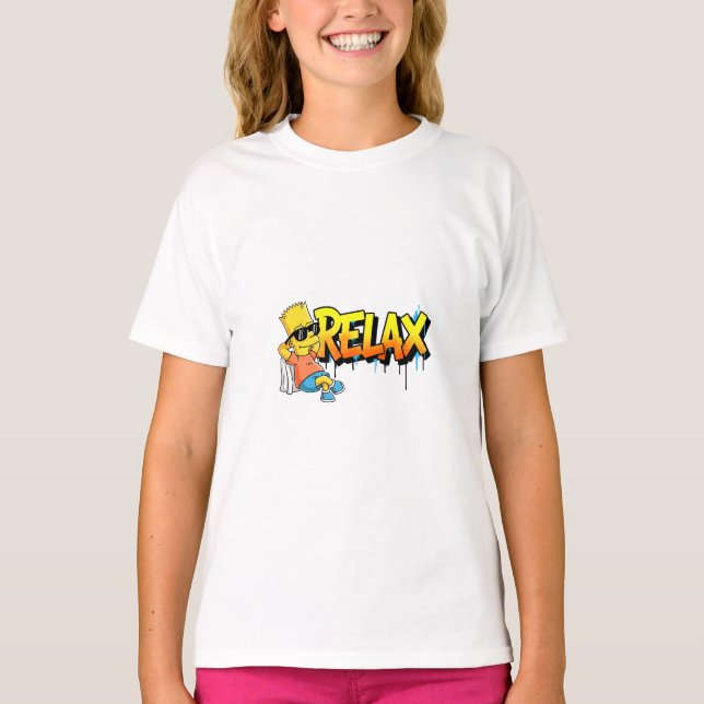 Camiseta Gráfica Chill Bart Relax Grafite Estilo U (Frente)