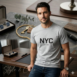 Camiseta gráfica cinza moderna masculina com marca