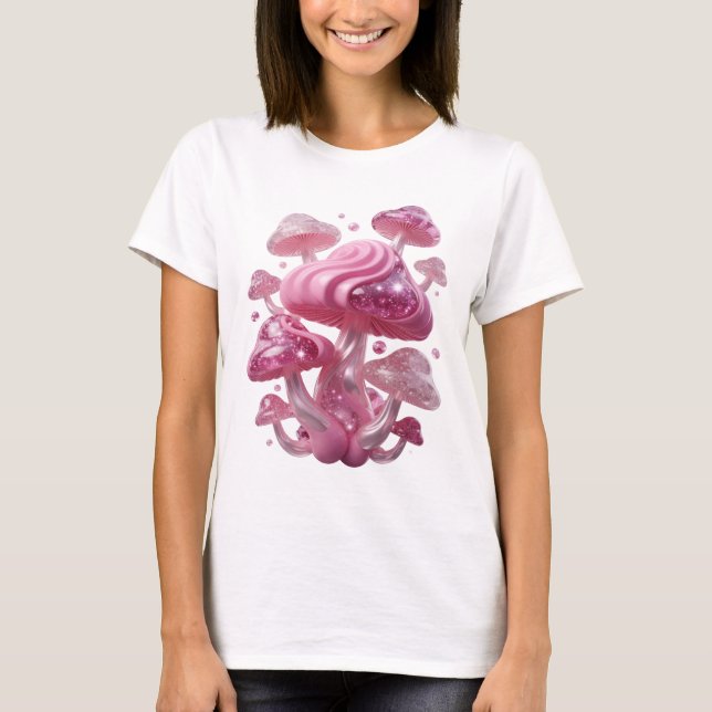 Camiseta Gráfica Cogumelos Rosa Bold (Frente)