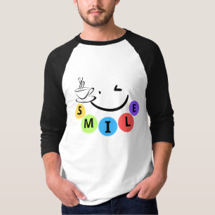 Camiseta Gráfica Colorida com Citação de Café SMIL