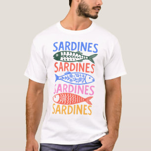 Camiseta Gráfica Colorida de Sardinha de Verão Ita
