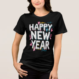 Camiseta gráfica colorida do feliz ano novo 2025