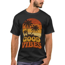 Camiseta Gráfica com Boas Vibrações e Pôr do Sol R