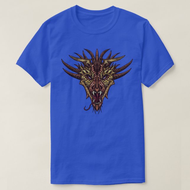 Camiseta Gráfica com Cabeça de Dragão Rosnando (Frente do Design)