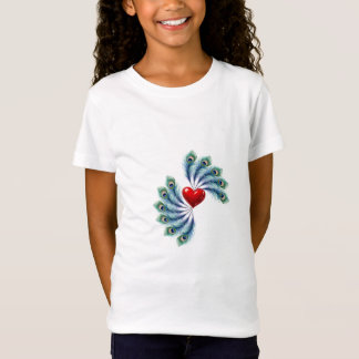 Camiseta Gráfica com Coração e Pena de Pavão | Amo