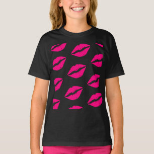 Camiseta Gráfica com Estampa de Lábios Rosa Intens