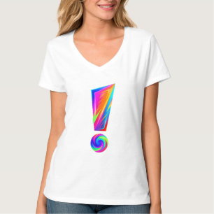 Camiseta Gráfica com Frente de Exclamação e Verso 