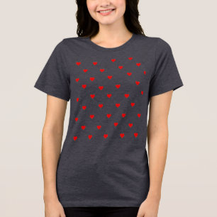 Camiseta Gráfica com Padrão de Corações Vermelhos