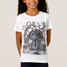 Camiseta Gráfica com Personagem de Coelho Doodle A