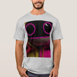 Camiseta Gráfica com Rosto de Monstro Rosa Neon Fo