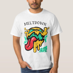 Camiseta Gráfica com Rosto Derretendo Vintage .