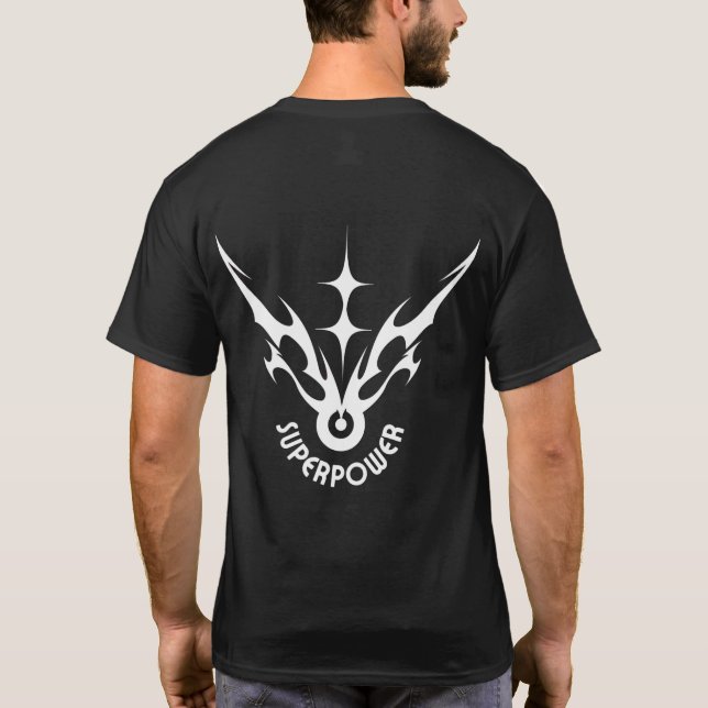 Camiseta Gráfica com Sigilo Tribal de Superpoder-N (Verso)