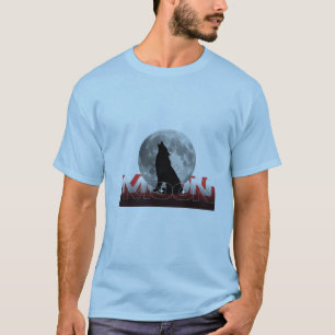 Camiseta Gráfica com Silhueta de Lobo Uivando e Lu