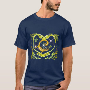 Camiseta Gráfica Coração Celestial & Lua - Dourado