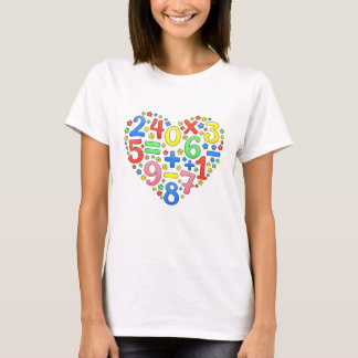 Camiseta Gráfica Coração Números Matemáticos Fofos
