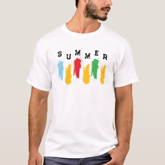 Camiseta Gráfica Cores Vibrações de Verão Minimali (Frente)