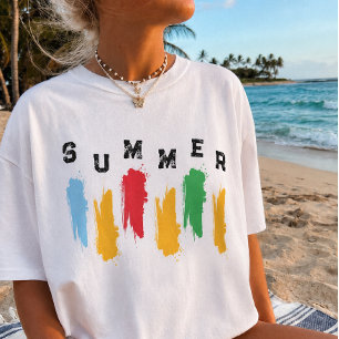 Camiseta Gráfica Cores Vibrações de Verão Minimali