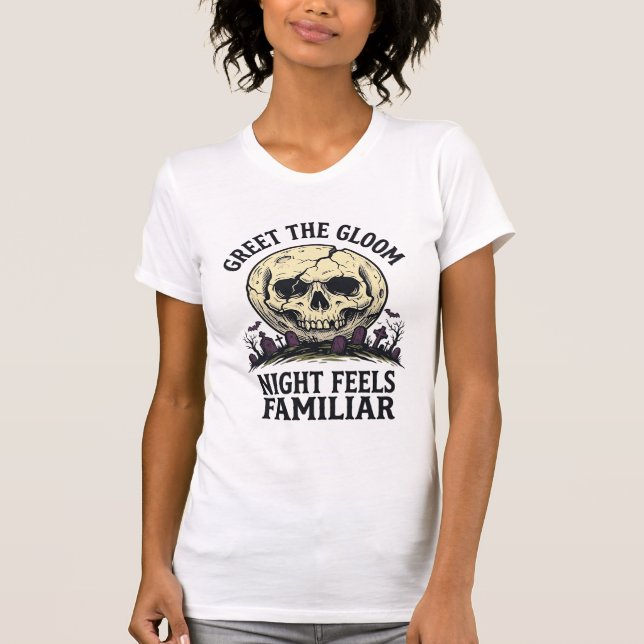 Camiseta Gráfica Crânio Lua Assustadora de Hallowe (Frente)