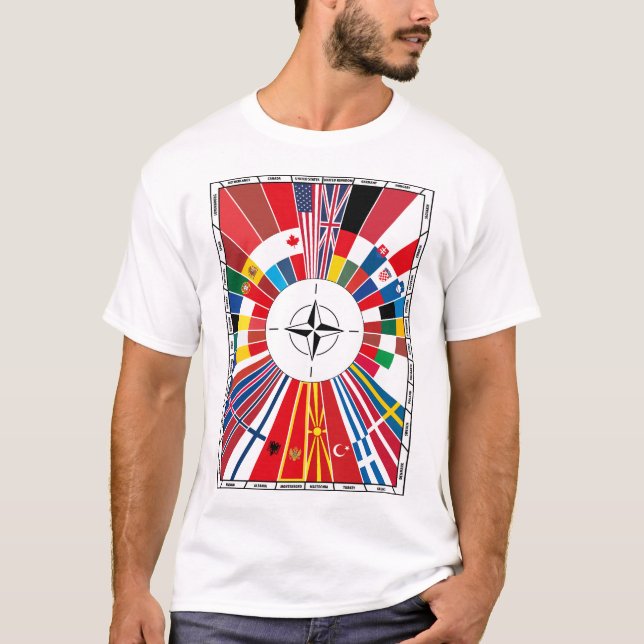 Camiseta Gráfica da Bandeira da OTAN e Estados Mem (Frente)