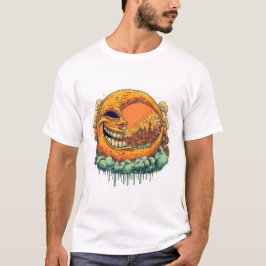 Camiseta Gráfica da Lua Sinistra Queimando a Vila
