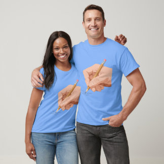 Camiseta Gráfica da Mão do Escritor com Lápis
