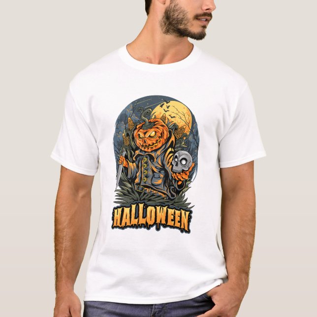 Camiseta Gráfica de Abóbora do Halloween (Frente)
