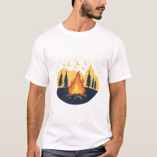 Camiseta Gráfica de Acampamento de Verão Retro