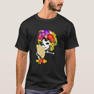 Camiseta Gráfica de Açúcar Floral Caveira Flores C