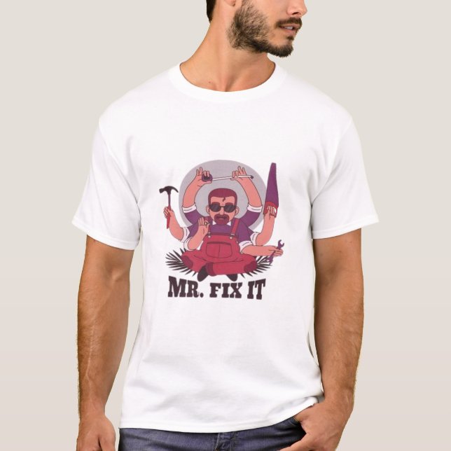 Camiseta gráfica de algodão ChilledWorld “Mr. Fix  (Frente)