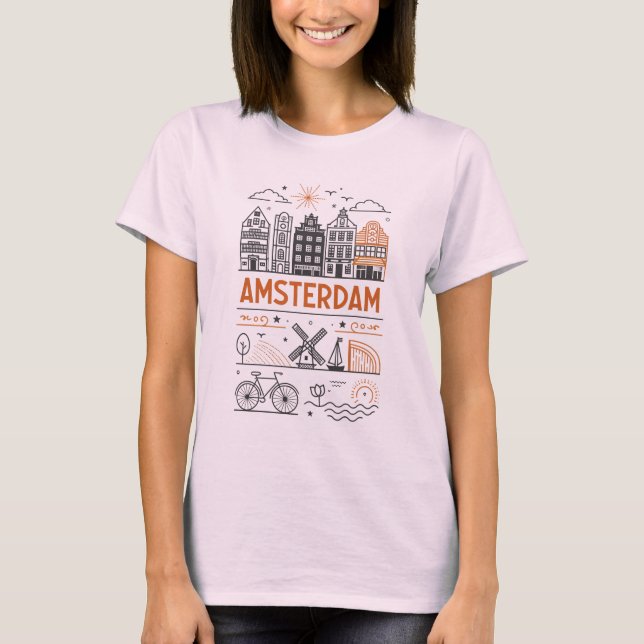 Camiseta Gráfica de Amsterdã Vintage (Frente)
