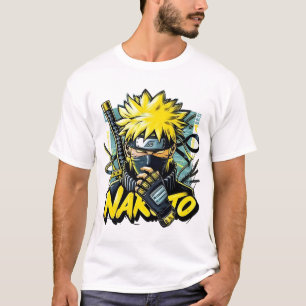 Camiseta Gráfica de Anime – Personagem de Cabelo A