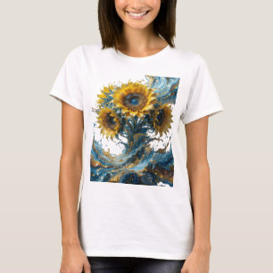 Camiseta Gráfica de Arte Abstrata em Ouro Nítido