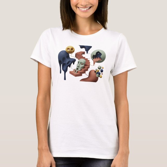 Camiseta Gráfica de ARTE ABSTRATA Rosa Marcante (Frente)