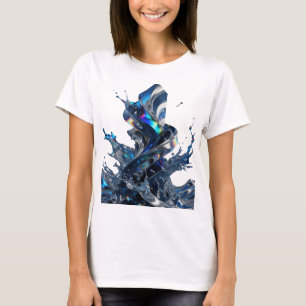 Camiseta Gráfica de Arte Abstrato Chic Prata