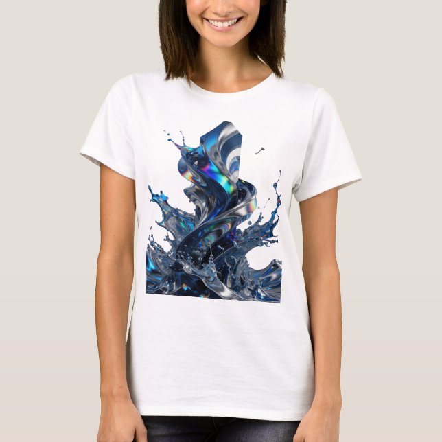 Camiseta Gráfica de Arte Abstrato Chic Prata (Frente)