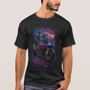 Camiseta Gráfica de Arte em Mosaico de Moto Esport