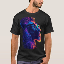 Camiseta Gráfica de Arte Neon Majestoso Leão