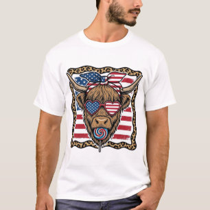 Camiseta Gráfica de Bandeira Vintage de Vaca das Terras Alt