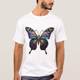 Camiseta Gráfica de Borboleta em Vidro Pintado - V
